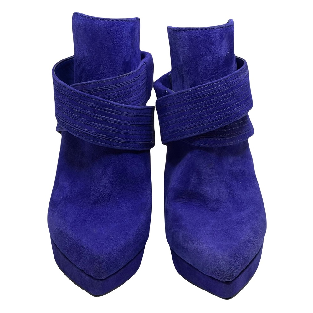 new Gianni Bini ♥︎ Suede Ankle Wrap Platform Slingback Stilettos Heels ♥︎ Cobalt - Picture 7 of 16